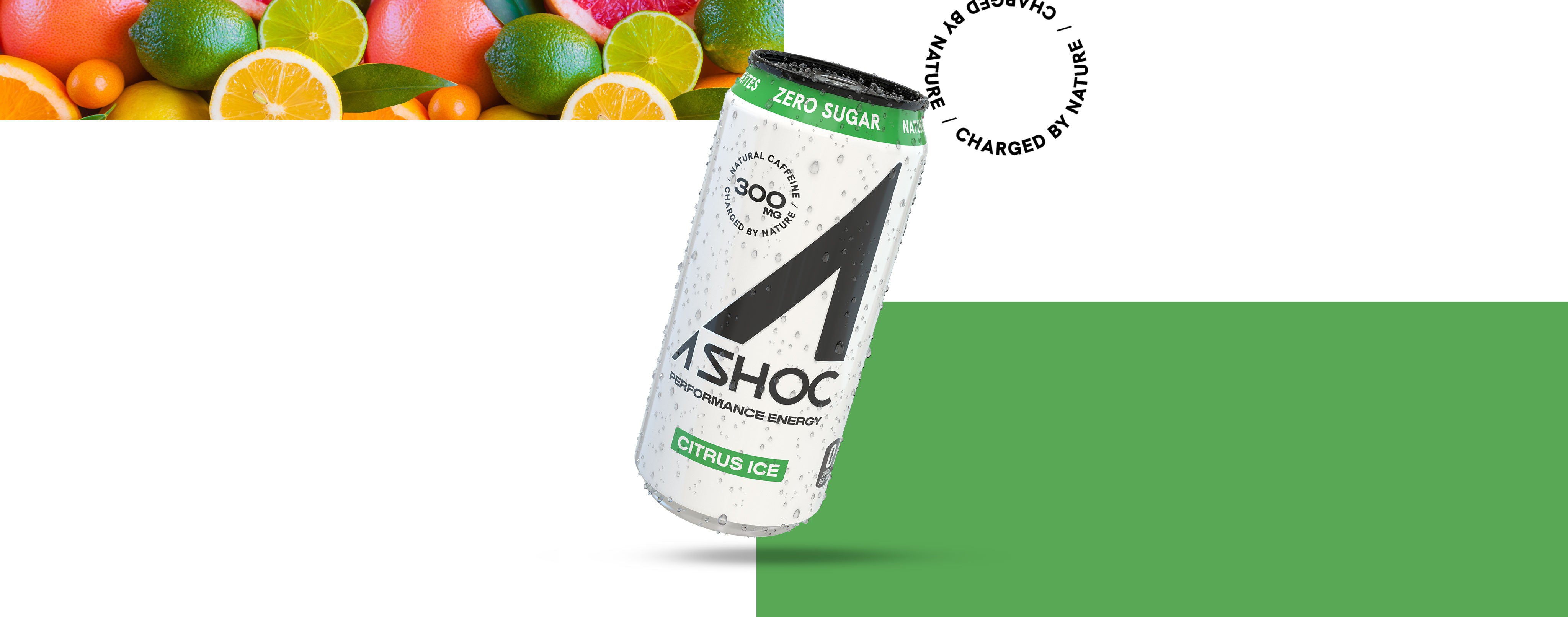 A white can of citrus ice Ashoc
